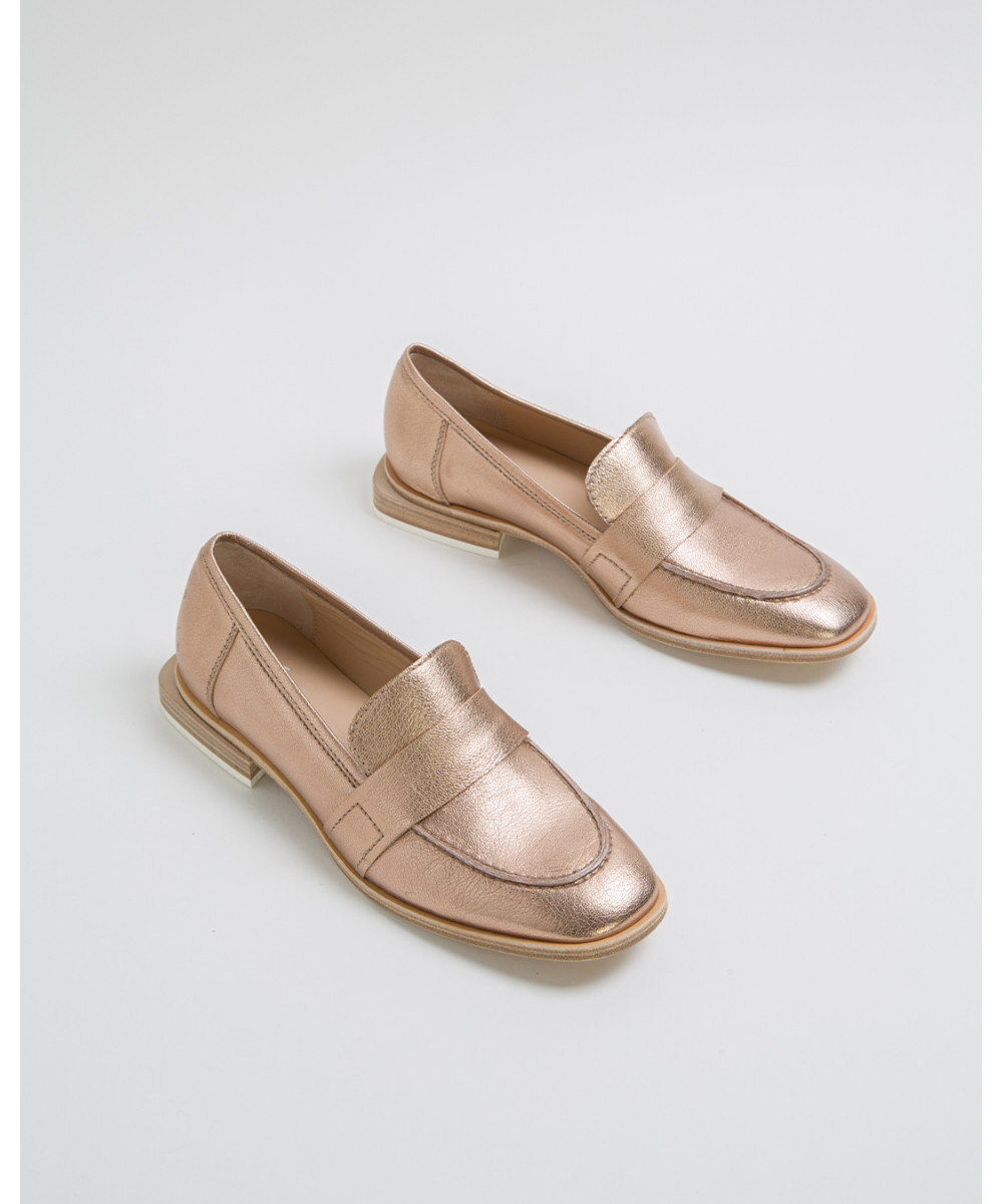 Bronze Metallic Leather Loafers