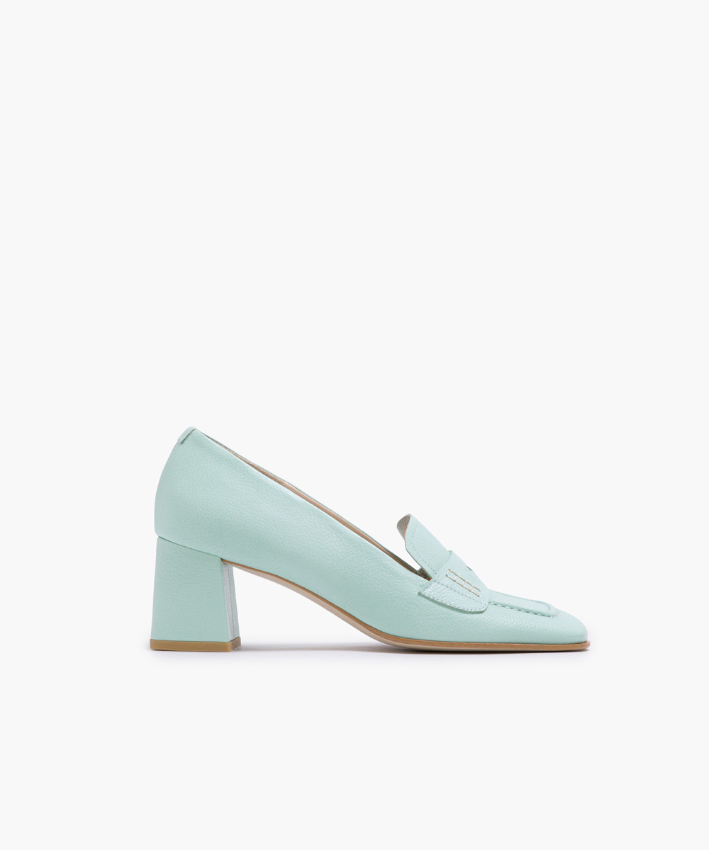 Aquamarine leather high loafers