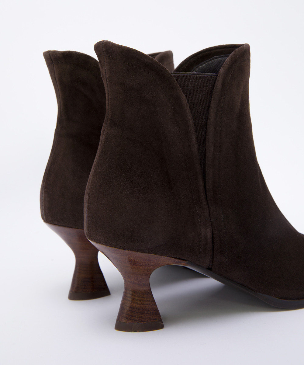 Dark brown suede Chelsea-inspired low ankle boots