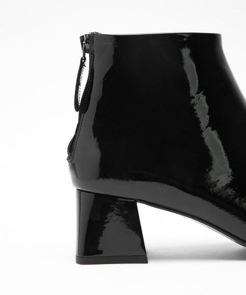 Patent leather ankle boots low clearance heel