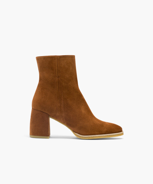 Tan suede heeled ankle boots sale