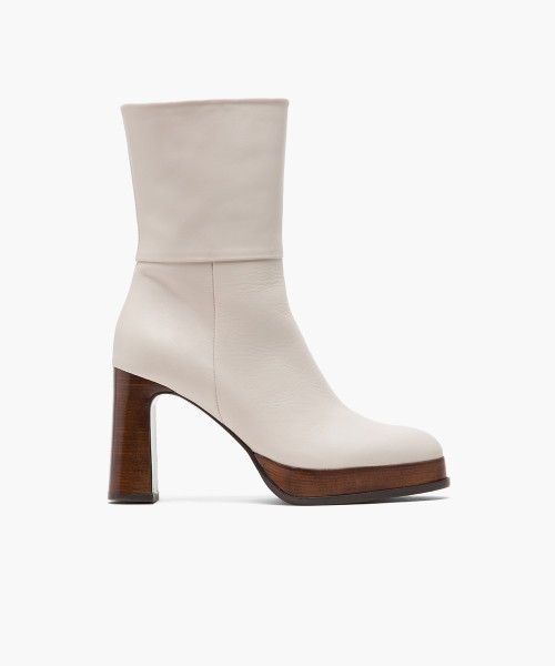 Off white calf leather platform ankle boots