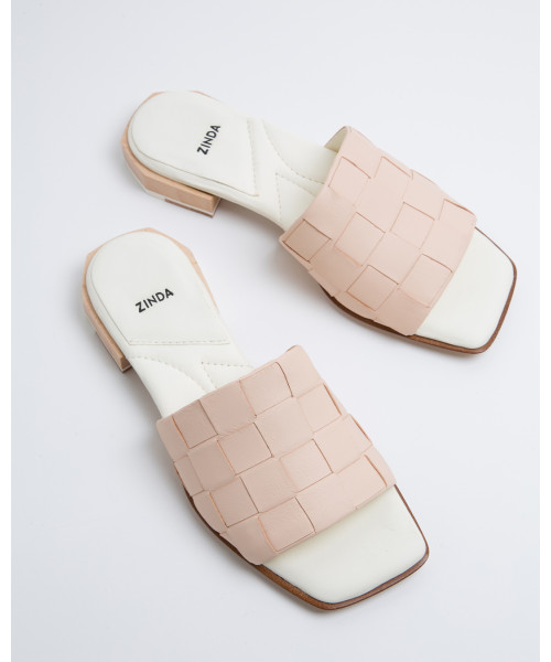 nude leather slides